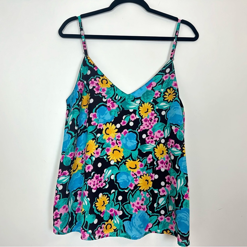 Asos Tank Top Size 10 L or XL Womens Y2K Floral Spaghetti Strap Lined EUC